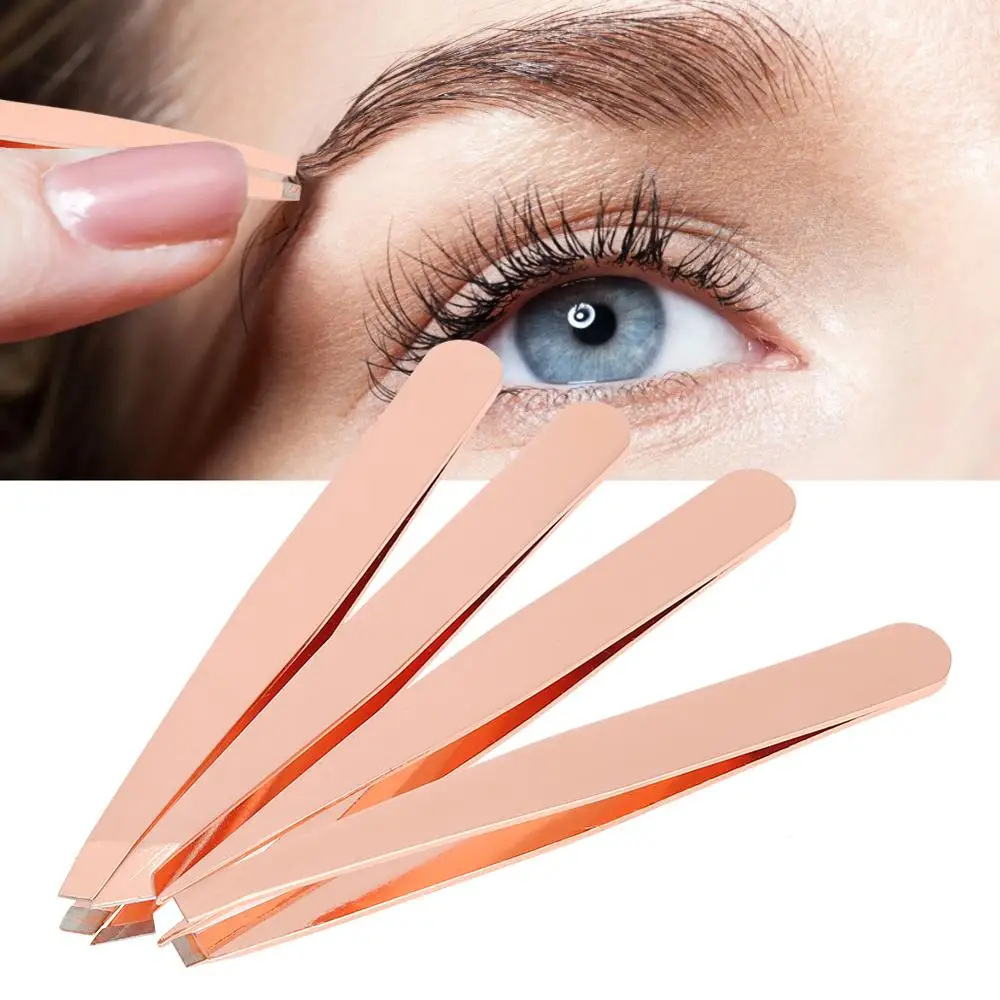 4 шт. профессиональная роза Золото Нержавеющая сталь Наклонный наконечник пинцет