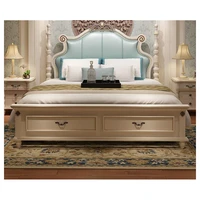 modern european solid wood bed 2 people fashion carved leather french bedroom furniture bng011