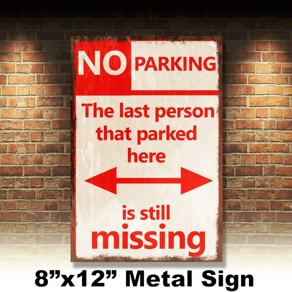 

Нет парковки, забавный юмористический вид, Ретро стиль, металлический знак, Подарочная коробка для письма 8x12