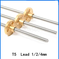 3d printer cnc trapezoidal rod t5 lead screw 5mm linear shaft with brass nut length 100400500550mm stepper motor driving