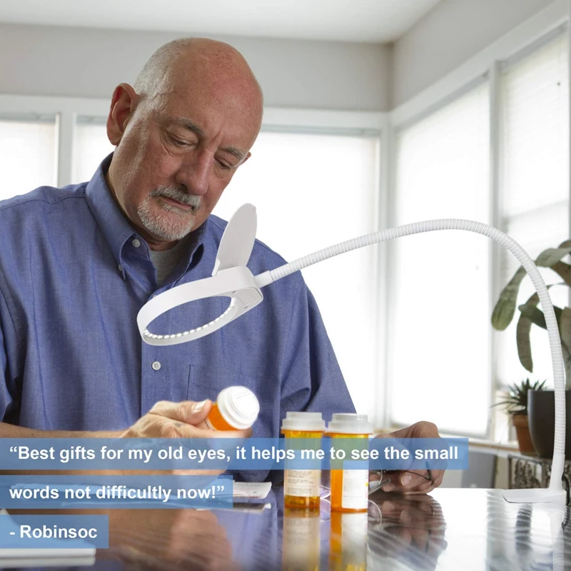 Лампа с регулируемой яркостью и увеличительным стеклом зажимом ультраяркая