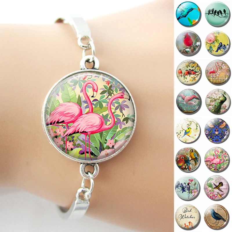 Браслет с рисунком Красной птицы браслет серебряного цвета розовыми цветами