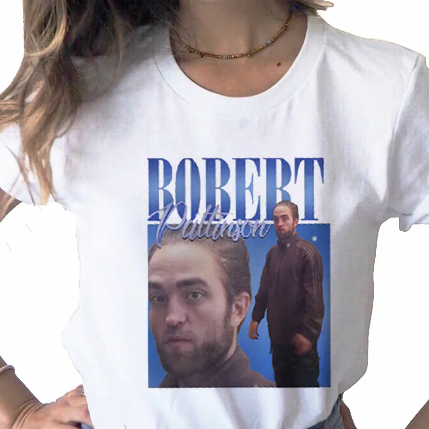 

Robert Pattinson Standing Meme TShirt Tops print ladies casual basics O-collar white shirt short sleeve ladies T-shirt,Drop Ship