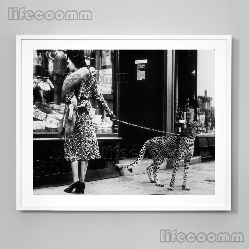

Leopard Print,Cheetah Print Retro Animal Photos Wall Art Canvas Painting Retro Style Black And White Poster And Print Decoration