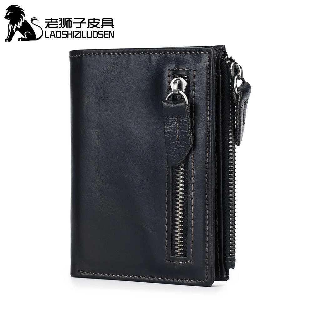 Мужской кожаный кошелек LAOSHIZI LUOSEN на молнии с держателем для Карт RFID 91604 | Багаж и