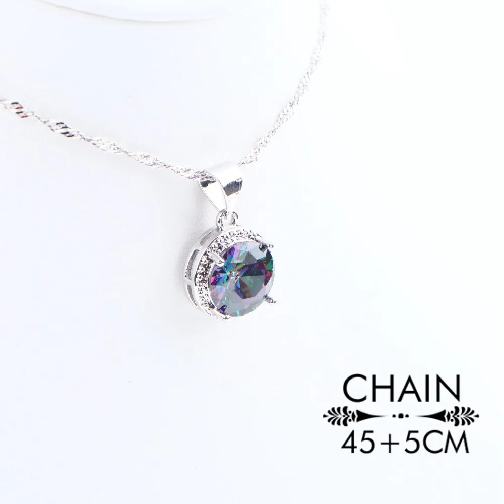 Комплект женских ювелирных украшений из серебра 925 пробы с радужными камнями