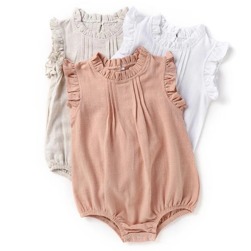 

Summer Baby Boys Girl Rompers Baby Girl Sleeveless Pure Color Rompers Baby Boy Girl Newborn Rompers Clothes