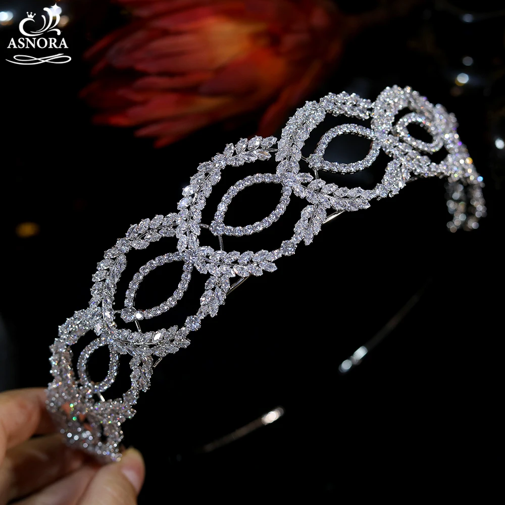 

ASNORA Women's Luxury Crown Wedding Hair Accessories Crystal Headband Party Tiaras And Crowns European Bridal Headwear A01196