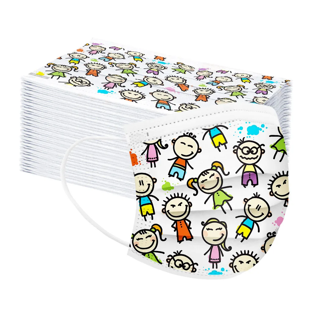 10 100 шт. в комплекте детское Детский мультфильм одноразовый нетканый 3 слоя маска