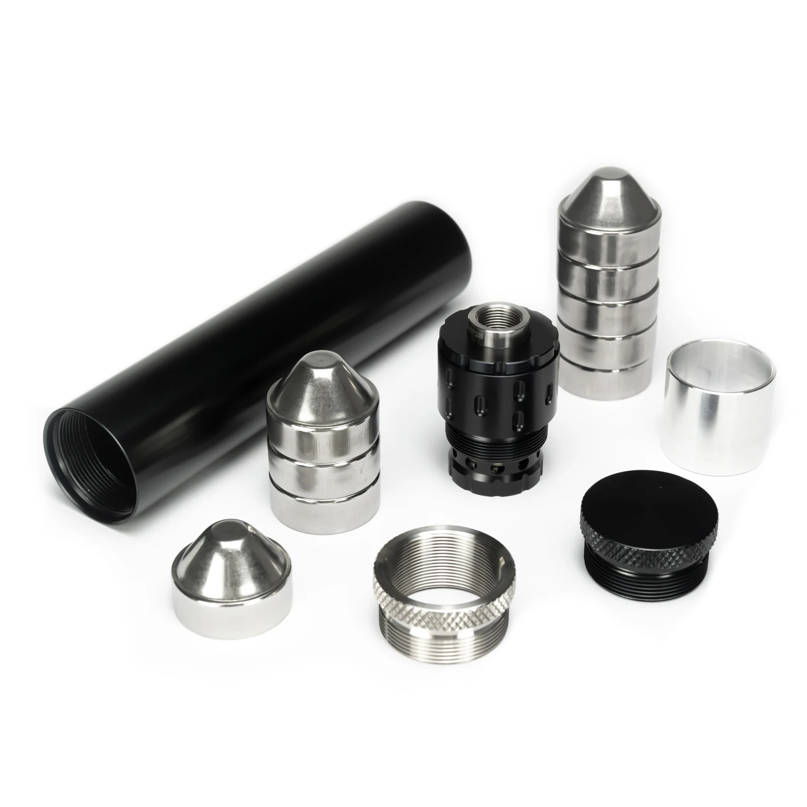 

1.45x7''L 1/2-28 Solvent Trap 9x Stainless Steel Cups M34x1.25 to1.1875x24 Ring+1/2-28, .578x28,9/16x24, 13.5x1LH Piston Booster