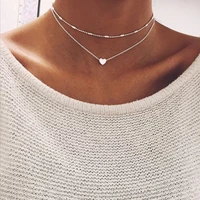 european and american elegant beauty necklace simple peach heart multilayer necklace personality pendant clavicle chain h14