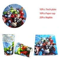 40pcs cartoon the avengers theme disposable tableware party supplies set plate tablecloth paper cup napkin party decoration