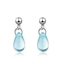 fashion earrings for women wedding party accessories 925 silver jewelry water drop shape created blue crystal earrings wholesale