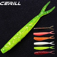 cerill 30 pcs 65 mm micro worm bait shad soft fishing lure fork tail for bass trout pike walleye crappie artificial bass jig