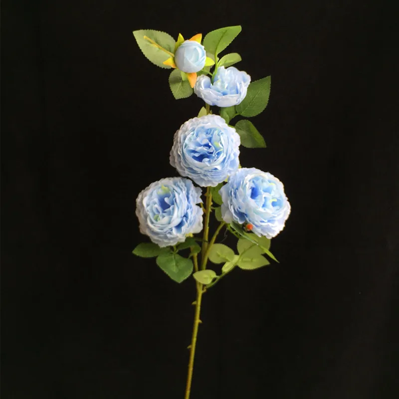 Одна шелковая чайная роза ветка имитация 5 головок Длинные пионы и камелии стебли