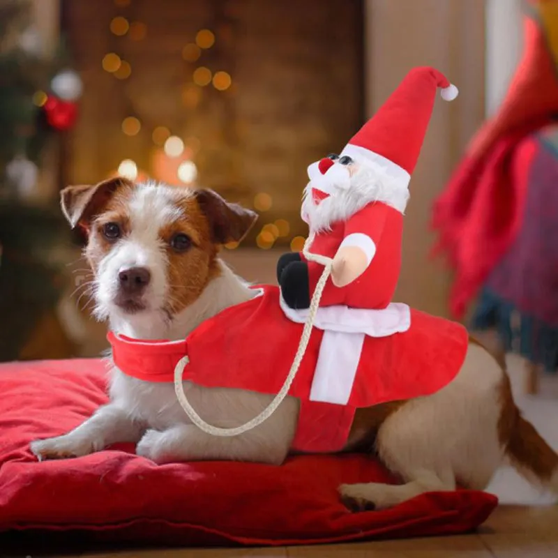 

Christmas luxury Pet dog fashion clothes Funny Santa Claus Costume Clothes Chihuahua Pug York shire Clothing Cats Warm Supplies