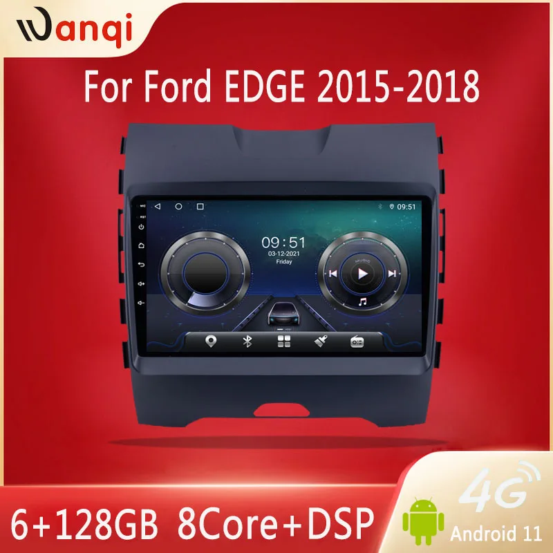 

Автомобильный GPS-радиоприемник Android 11 9 дюймов умный видеоплеер стерео Carplay для Ford Edge 2015 2016 2017 2018 6 ГБ + 128 Гб без DVD