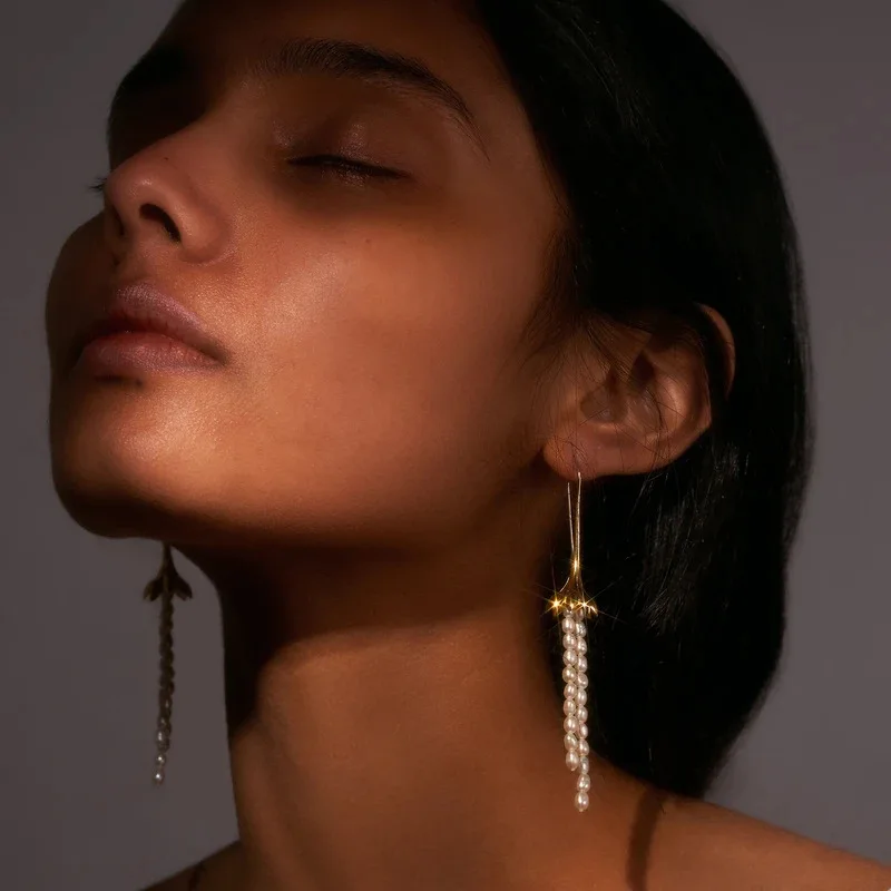 

Винтажные серьги с натуральным жемчугом в стиле барокко, Длинная женская подвеска, роскошный подарок, эстетические украшения, новинка 2021