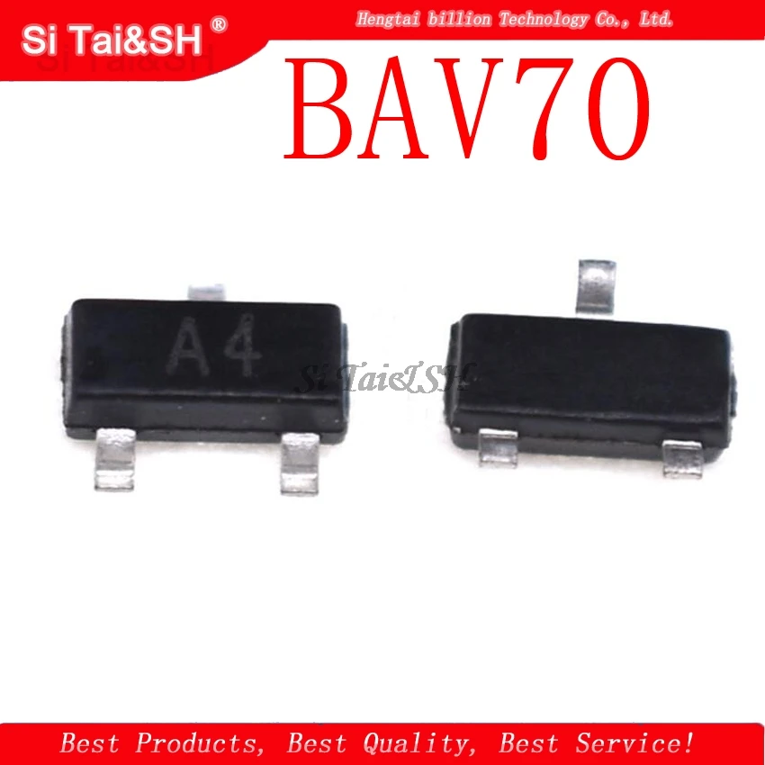 100 шт./лот BAV70 0.2A 70V SOT 23 A4 SMD транзистор BAV70LT1G|Интегральные схемы| |