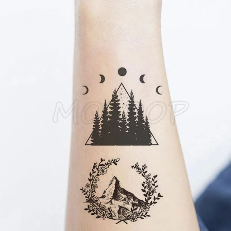 Tattoo Sticker deer bird animal forest tree planet sun moon Water Transfer Temporary Fake tatto flash tatoo for kid girl men | Красота и