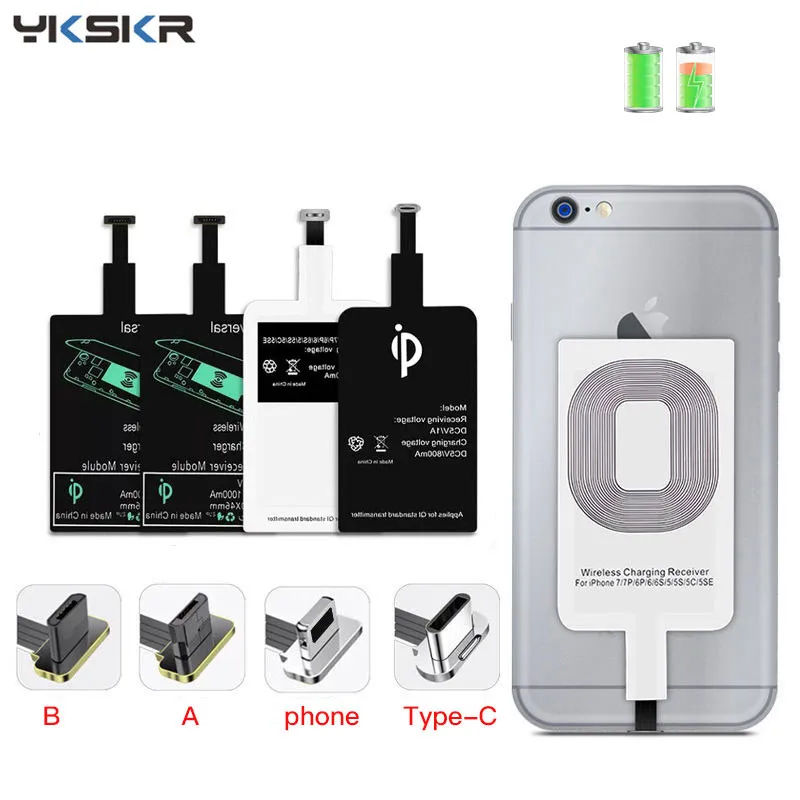 Беспроводной приемник Qi с поддержкой Micro USB Type C адаптер для быстрой беспроводной