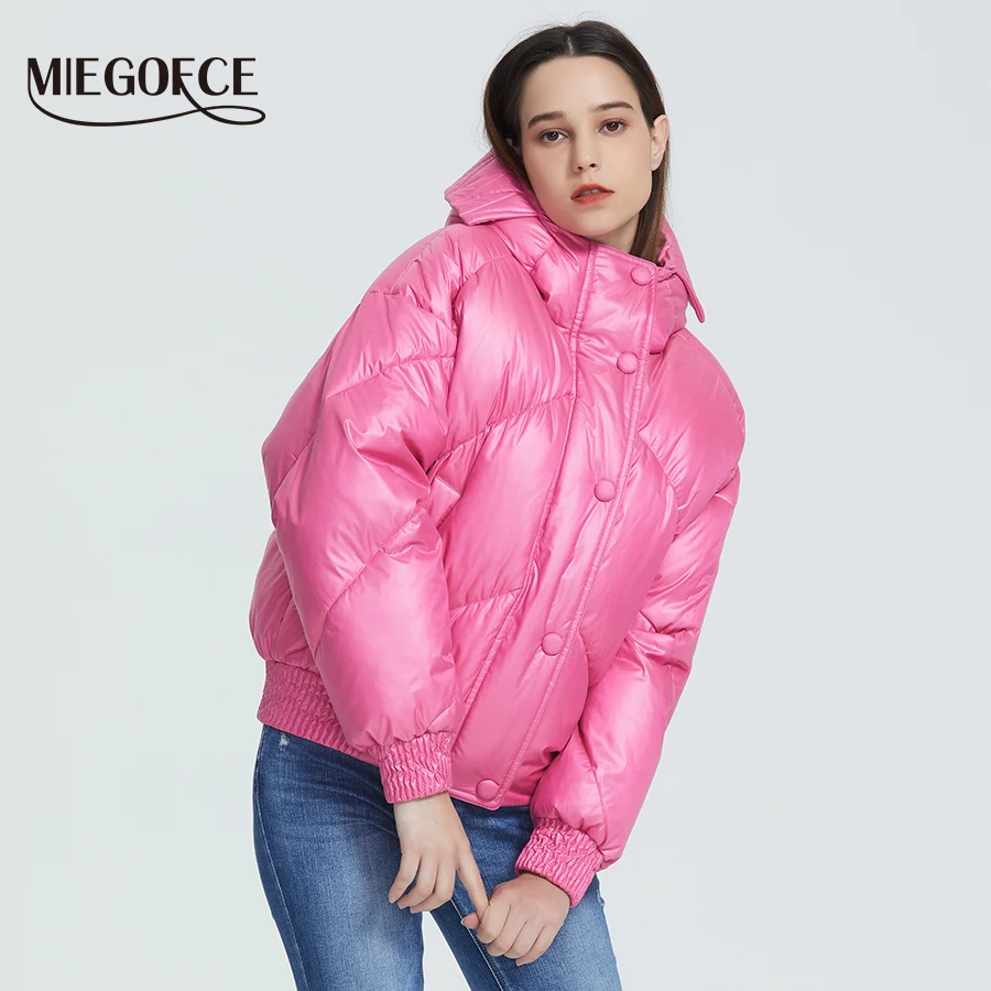 

MIEGOFCE 2021 Новый дизайн зимнее пальто дутые куртки женская парка утепленная свободного кроя длина до талии с карманами Повседневная Свободная...