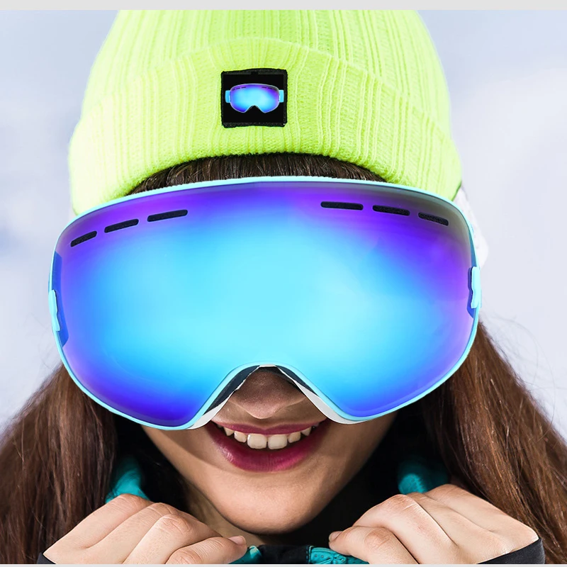 Лыжные очки двухслойные лыжные UV400 незапотевающие маски с большими линзами