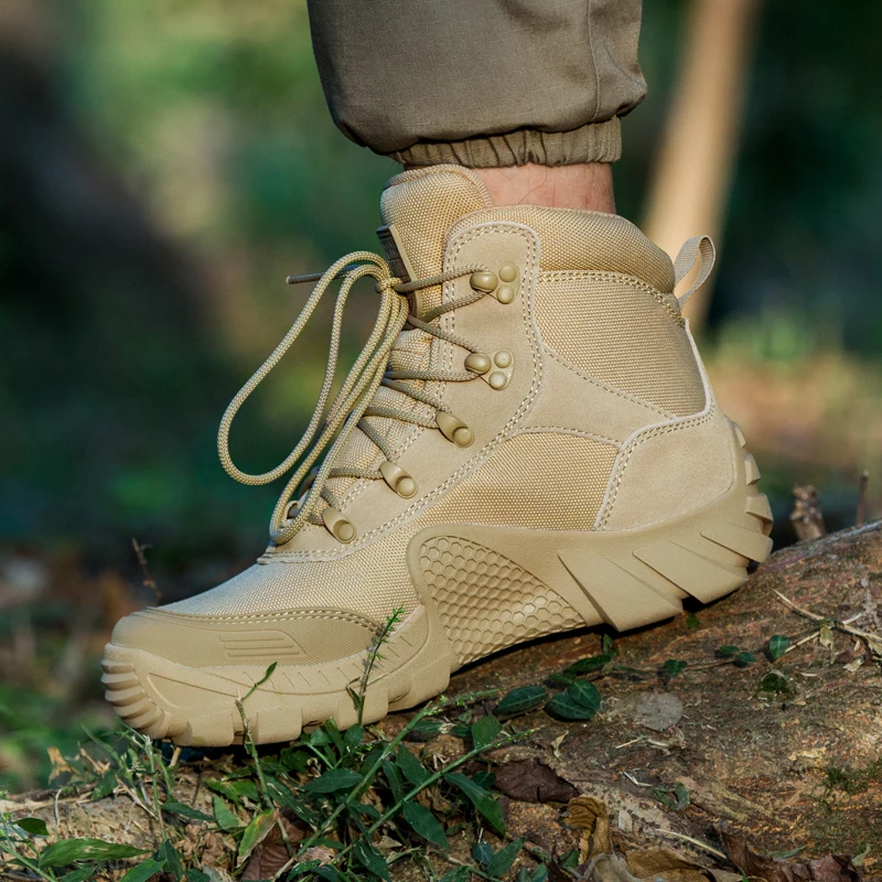 FREE SOLDIER Outdoor waterproof hiking shoes men's hiking tactical boots non-slip Zhongbang autumn and winter wear