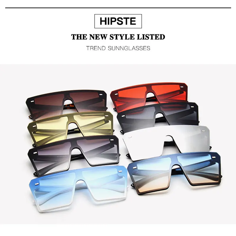 

Oversize Square Sunglasses Women 2021 Luxury Brand Flat Top Gradient Women's Sunglasses Retro Black Clear Lens Glasses Oculos