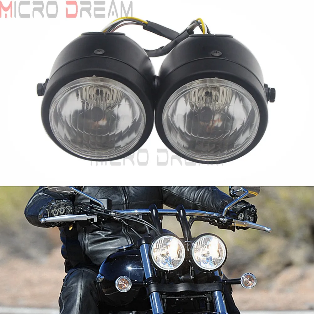 Мотоцикл двойной спортивный Универсальный 12 В H4 фара Кафе Racer Старая школа 919