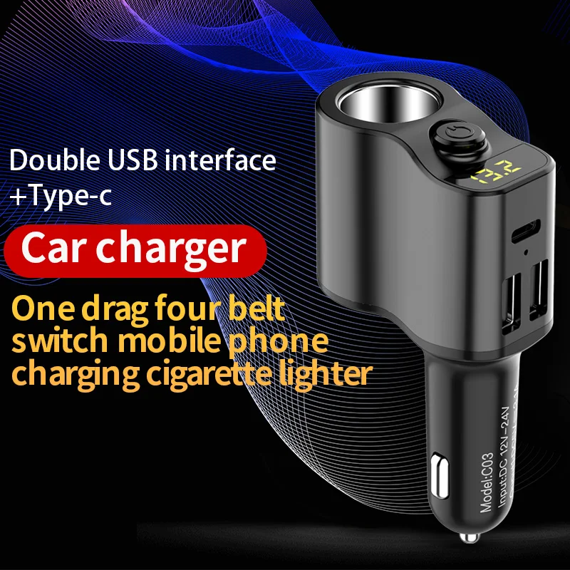 YIBEIKA автомобильное зарядное устройство с двойным USB цифровым дисплеем