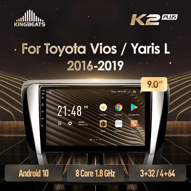 KingBeats штатное головное устройство For Toyota Vios Yaris L 2016 2019 GPS Android 10 автомагнитола на