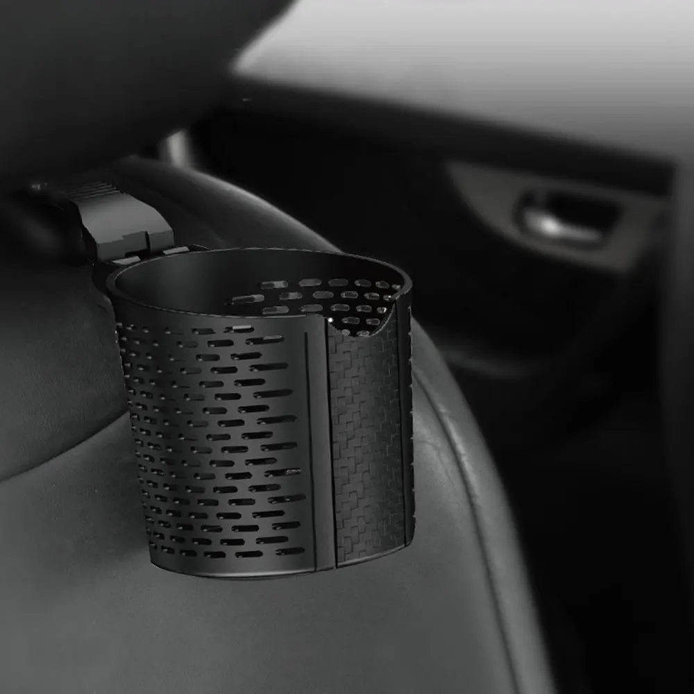 

Black Car Cup Holder Seat Back Hook Organize Storage Basket Bottle Holder Universal Car Accessories Interior PVC Organizer Box