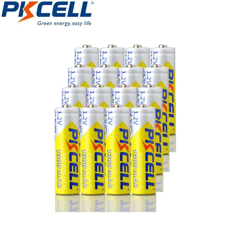 

Аккумуляторы PKCELL AA NiMH, 1300 мА · ч, 1,2 в, Ni-MH, 2 А, 16 шт.