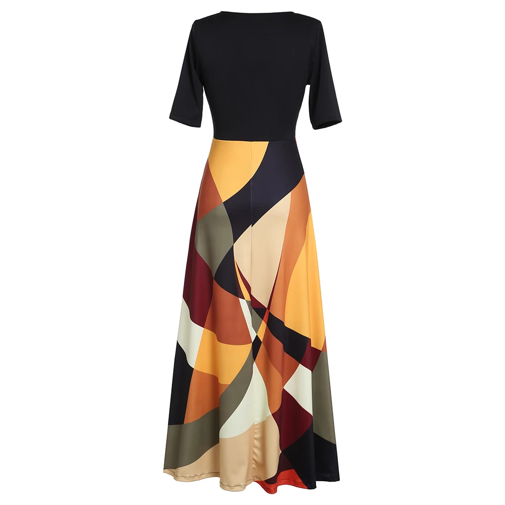 Вечернее Летнее платье макси для женщин 2019 короткий рукав цветочный принт желтый