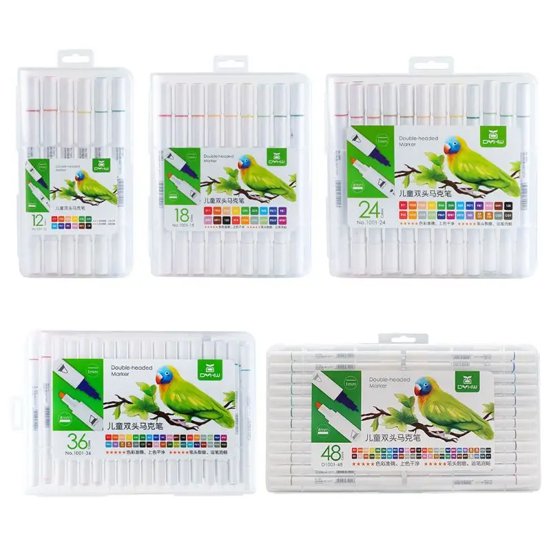 

12/18/24/36/48 цветов Набор двусторонних маркеров для самодельного альбома, стекла, камня, дерева