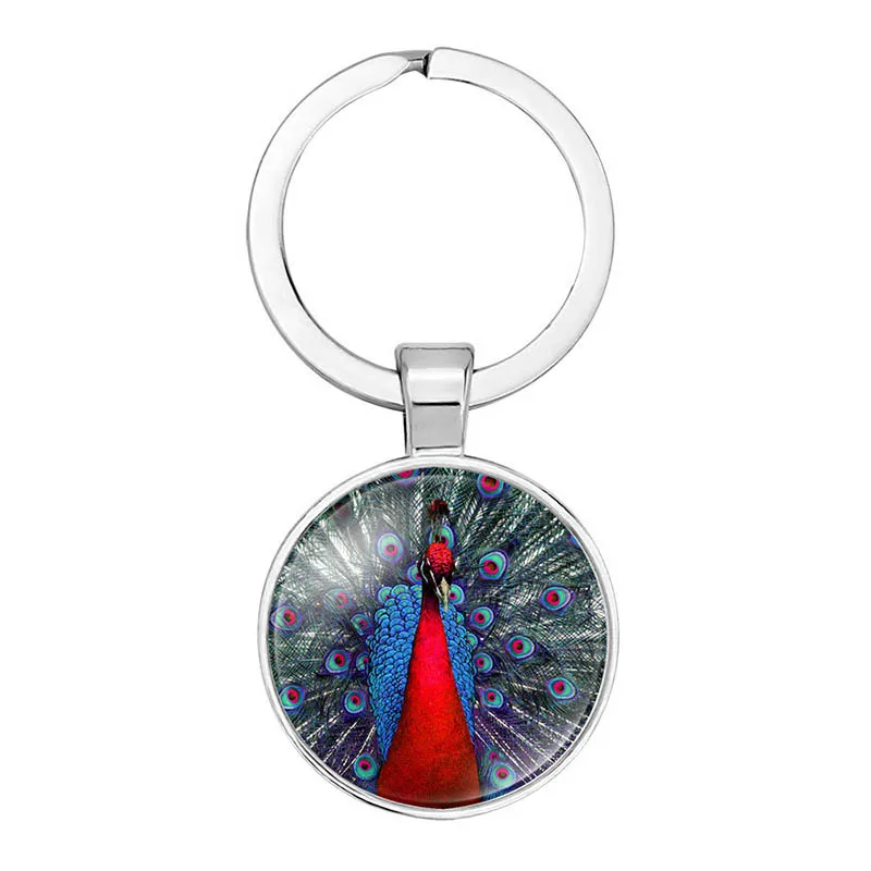 Модный Индийский павлиньи перья фото круглый кулон брелок ручной работы Птица