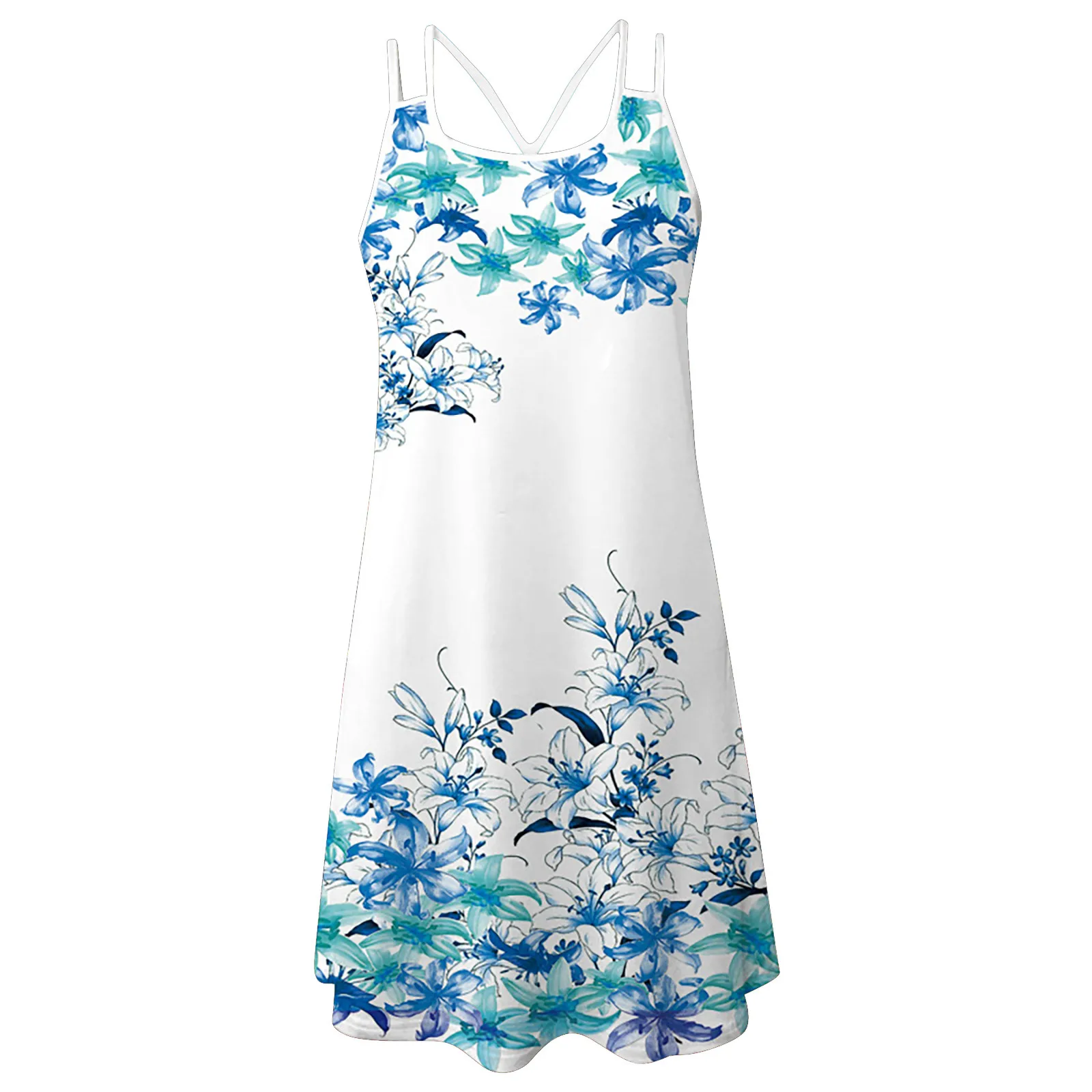 

Women'S New Fashion Dress 3d Printing Sling O-Neck Hollow Ladies Summer Slim Short Dress vestidos de mujer casual M*