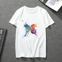 t shirt men and women white o neck hit color butterfly printing harajuku street plus size casual unisex all match t shirt
