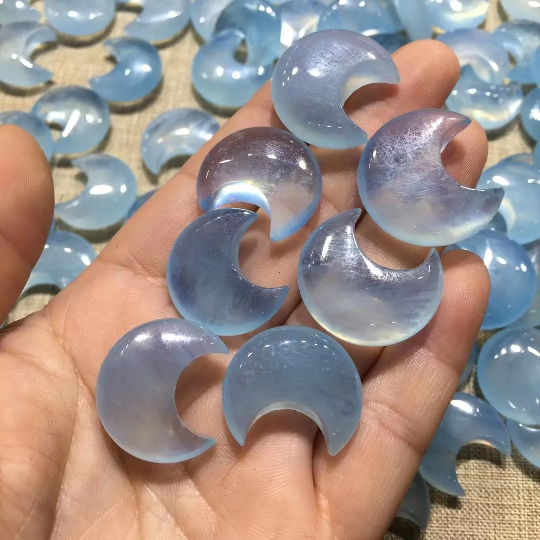 

1 Pc Fengbaowu Natural Stone Aquamarine Moon DIY Pendant Crystal Quartz Healing Stone Fashion Jewelry Gift For Men Women