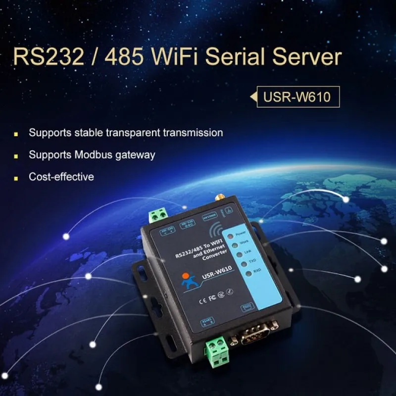 Преобразователь Wi-Fi USR-W610 SSL последовательный RS232 RS485 в RJ45 Ethernet встроенный