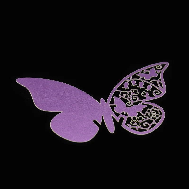 purple 50 шт./компл. оптовые поставки Свадебные Бабочка карточка с именем и местом для Свадебная вечеринка Настольный декоративный бокал для вина вечерние события - Цвет: purple