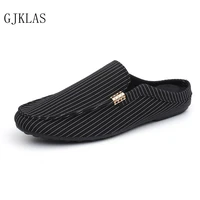 canvas mules homme half slippers black white shoes men fashion comfort slides slippers for men casual outdoor shoes slipper