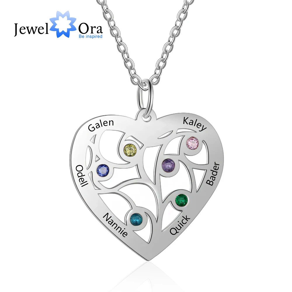 Ожерелье с подвеской в виде дерева жизни 6 камнями по месяцу рождения подвеска из