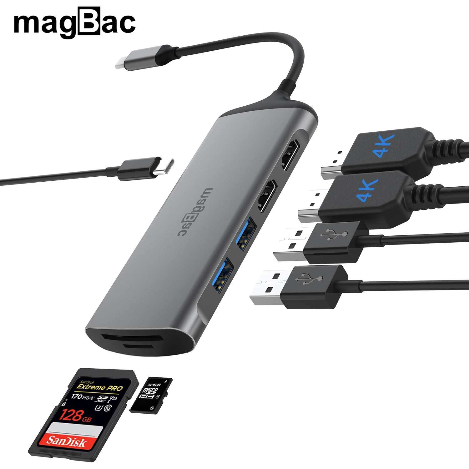 

USB C Docking Station Dual Monitor Dual 4k Display to USB C Dock 2*HDMI PD MAX 100w Type C Hub USB Hub For Macbook Pro/Air HP