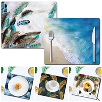 kitchen placemat coaster 21cmx25cm pu leather washable table mat kitchen accessories