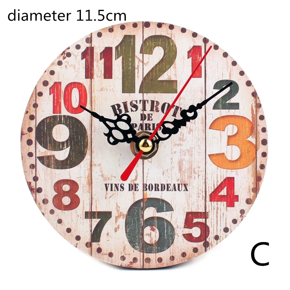 C diameter 11.5cm 1 шт., винтажные деревянные настенные часы, современный дизайн, античный стиль, для дома, гостиной, офиса, кухни, настенные 11,5 см/30 см - Цвет: C diameter 11.5cm