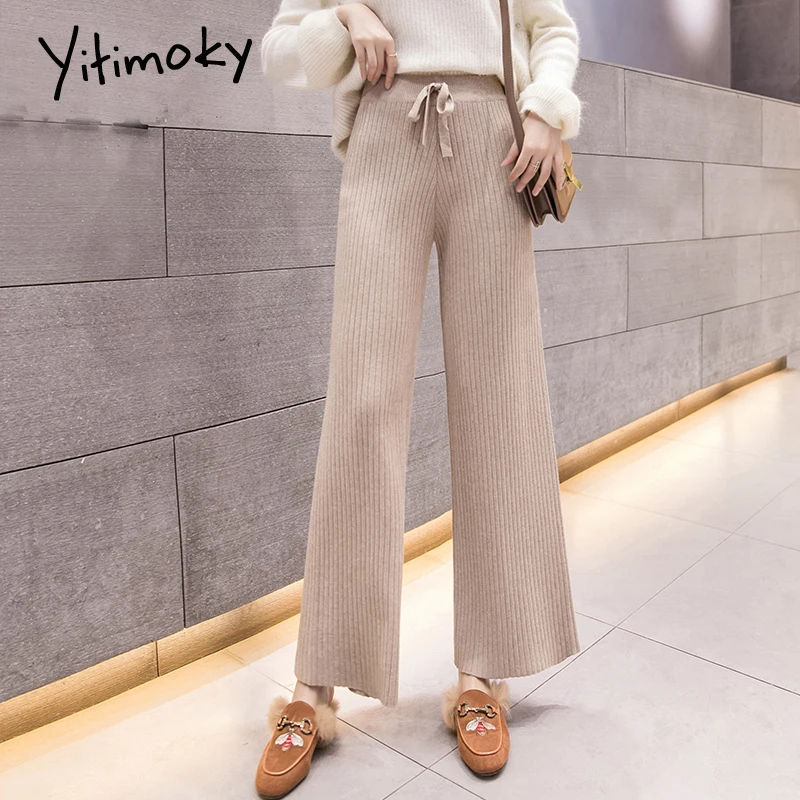 Yitimoky женские штаны Новые широкие брюки корейские OL с высокой талией повседневные