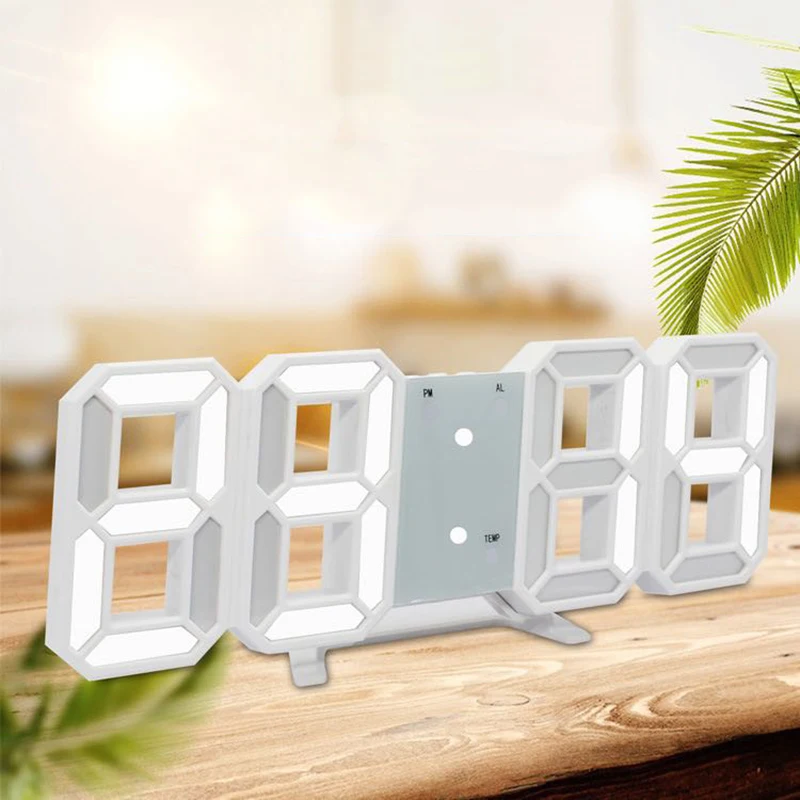 Многофункциональные цифровые электронные часы 3D светодиодный настенный стол яркость Регулируемый Повтор Будильник 12/24 час Температура Дата