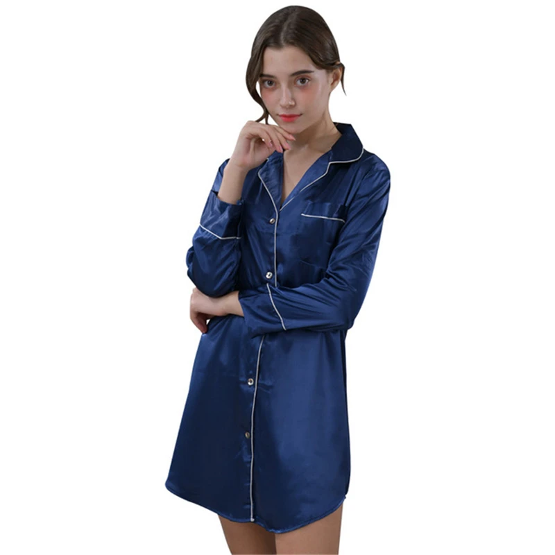 

Solid color pijamas night skirt 2020 spring and summer ice silk casual trendy fashion ladies sexy night dress home service